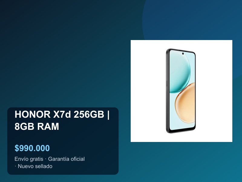 HONOR X7d de 6,77 pulgadas visto de lado, el más liviano del duelo con 208g.