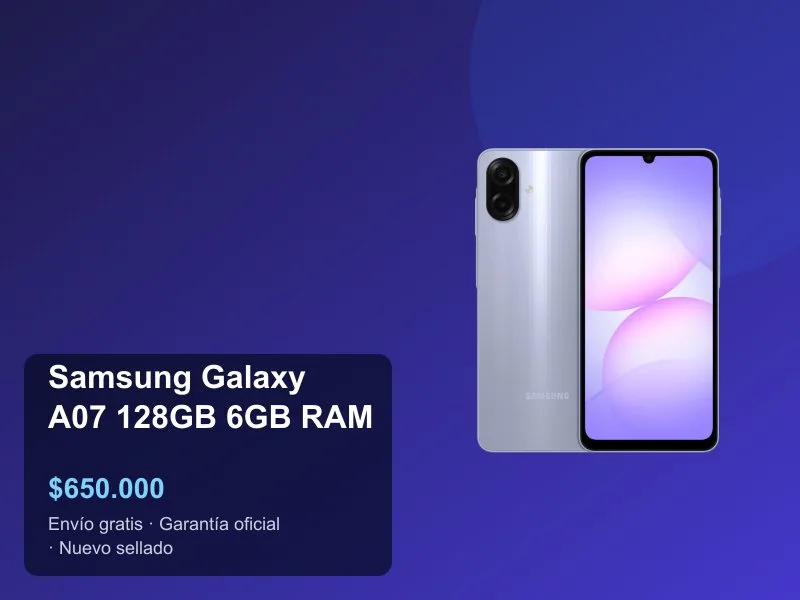 Samsung Galaxy A07 Precio Colombia 2026: El Samsung Más Accesible con 6 Años de Actualizaciones a $700.000