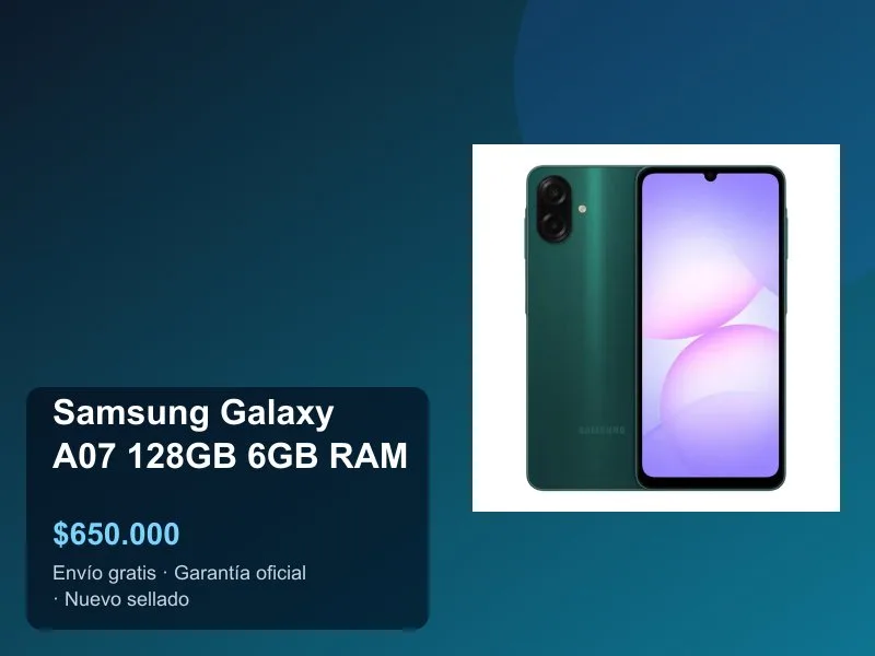 Samsung Galaxy A07 Precio Colombia 2026: El Samsung Más Accesible con 6 Años de Actualizaciones a $700.000