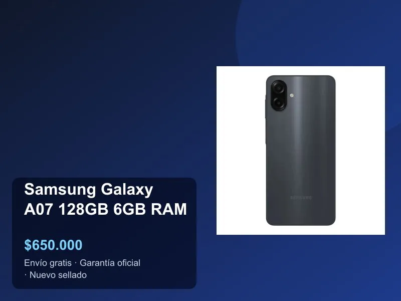 Samsung Galaxy A07 Precio Colombia 2026: El Samsung Más Accesible con 6 Años de Actualizaciones a $700.000