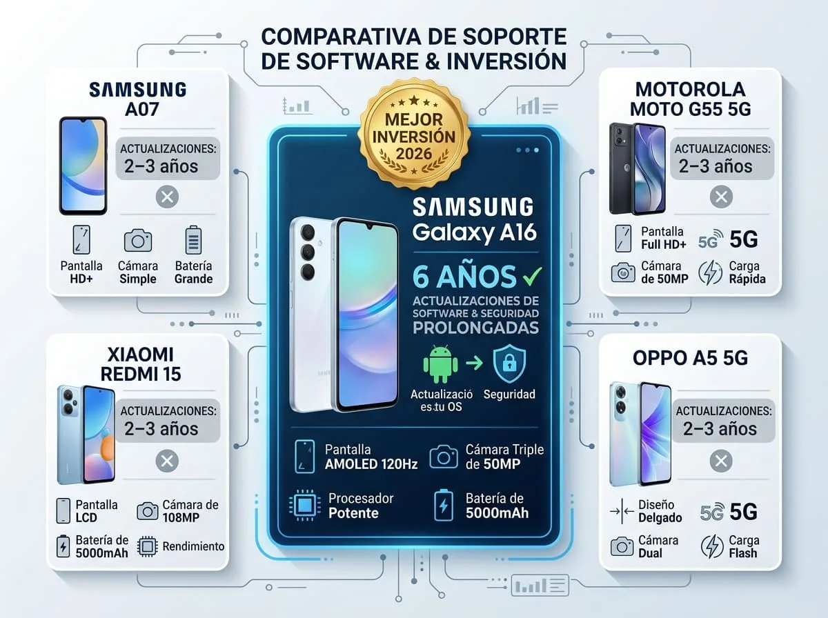 Comparativa Samsung Galaxy A16 vs competencia Colombia 2026