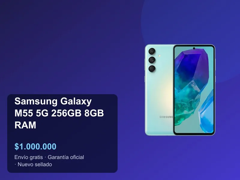 Samsung Galaxy M55 5G Precio Colombia 2026: Pantalla Super AMOLED 120Hz y Carga 45W al Millón