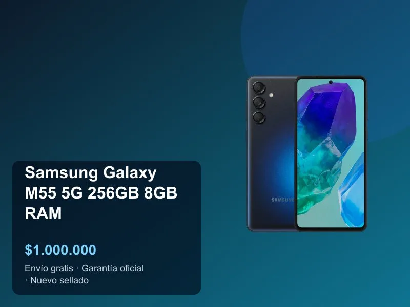 Samsung Galaxy M55 5G Precio Colombia 2026: Pantalla Super AMOLED 120Hz y Carga 45W al Millón