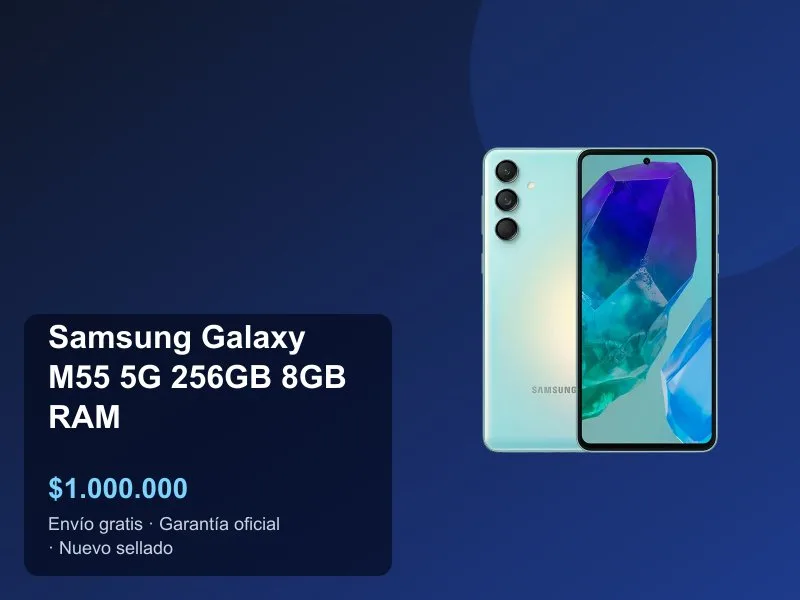 Samsung Galaxy M55 5G Precio Colombia 2026: Pantalla Super AMOLED 120Hz y Carga 45W al Millón